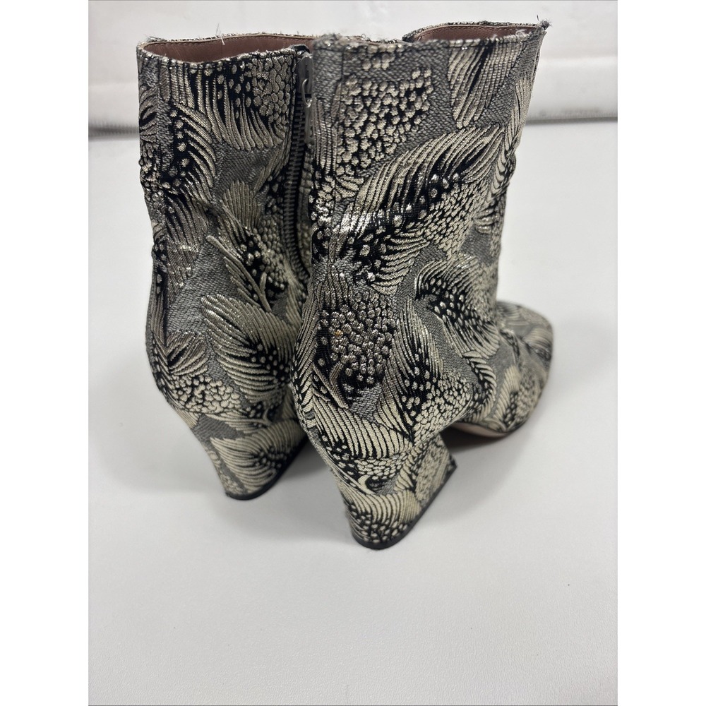 Dries Van Noten Brocade Cap-Toe 80mm Bootie silver and black brocade pattern 36 - Picture 4 of 8